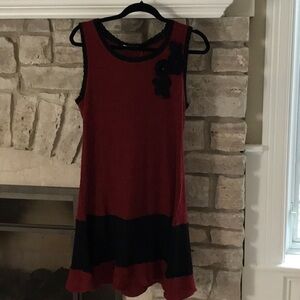 Red and Black  sweater Sleeveless Dress
